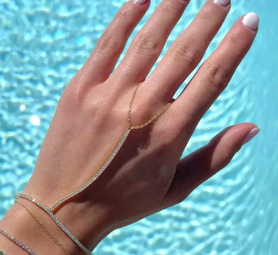 Diamond Bracelet-To-Ring-Chain